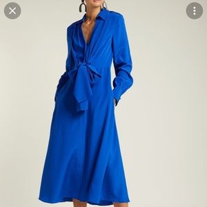 DIANE VON FURSTENBERG DVF waist tie royal blue silk dress size 4